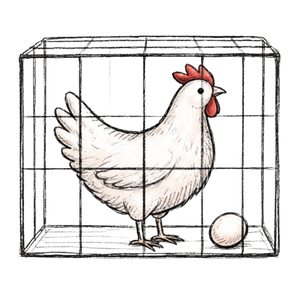 Ikon av høne i bur med et egg